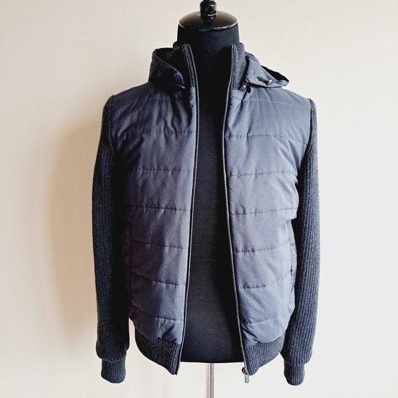 NEW Luigi Bianchi Mantova Navy Quilted Padded Jacket with Tricot Sleeves 50R / M - Picture 3 of 16